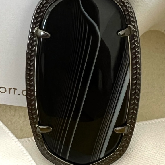 NWOT RARE & Retired Kendra Scott Danielle Earrings Black Banded Agate & Gunmetal - Picture 13 of 14